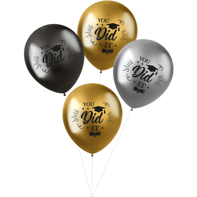 Feestbazaar Shimmer Ballonnen 'You Did It' (4st)