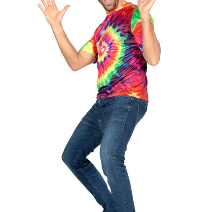 Feestbazaar Shirt 60's Heren Hippie Tie Dye
