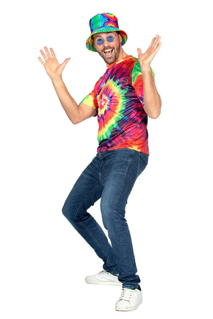 Feestbazaar Shirt 60's Heren Hippie Tie Dye