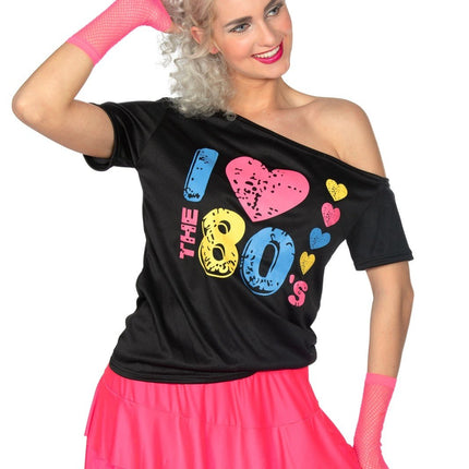 Feestbazaar Shirt I love the 80's zwart Sandra