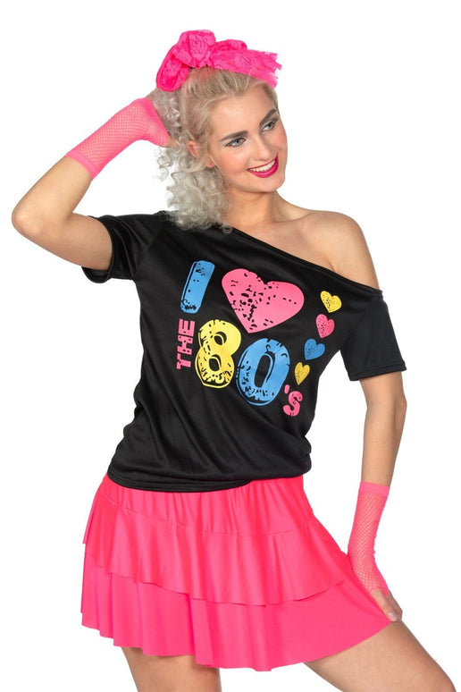 Feestbazaar Shirt I love the 80's zwart Sandra