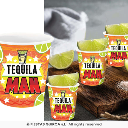Feestbazaar Shotglaasjes Tequila Man Oranje (3st)