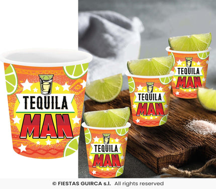 Feestbazaar Shotglaasjes Tequila Man Oranje (3st)