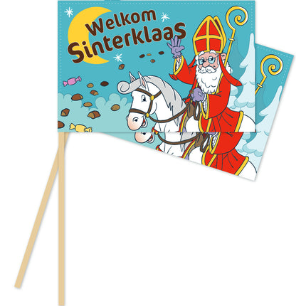 Feestbazaar Sint Zwaaivlaggetjes Welkom Sinterklaas 20x30cm (10st)