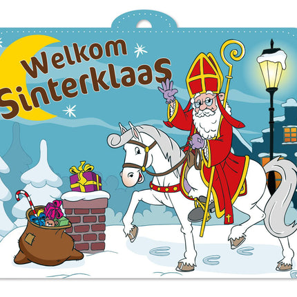 Feestbazaar Sinterklaas Deurbord Cartoon 30x40cm