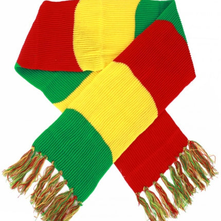 Feestbazaar Sjaal gebreid rood/geel/groen 160 x 18 cm