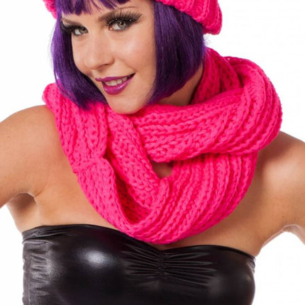 Feestbazaar Sjaal rond neon pink
