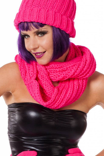 Feestbazaar Sjaal rond neon pink