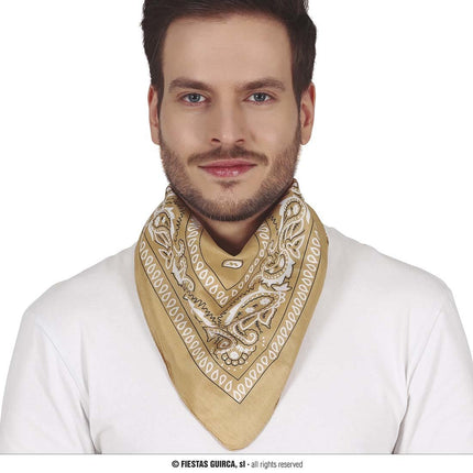 Feestbazaar Sjaaltje Beige Zakdoek Denim