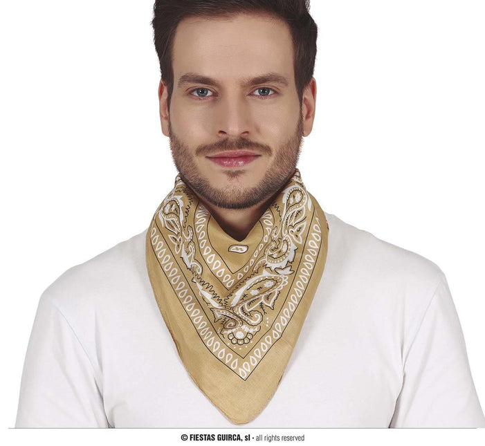 Feestbazaar Sjaaltje Beige Zakdoek Denim