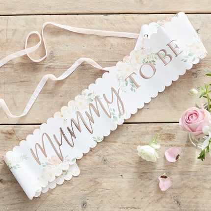 Feestbazaar Sjerp 'MummyTo Be' Rosegoud Bloemenprint