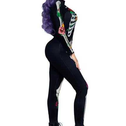 Feestbazaar Skelet Jumpsuit Bloemen Dames