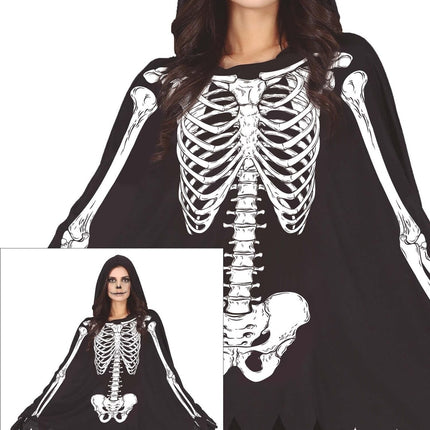 Feestbazaar Skelet Poncho met Capuchon