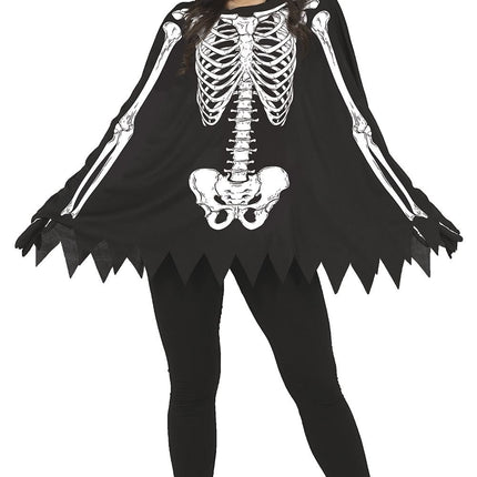 Feestbazaar Skelet Poncho met Capuchon
