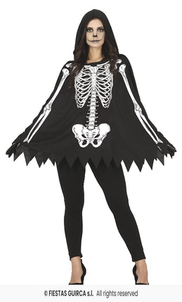 Feestbazaar Skelet Poncho met Capuchon