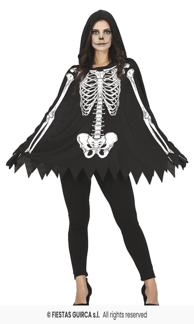 Feestbazaar Skelet Poncho met Capuchon