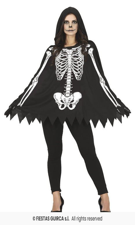 Feestbazaar Skelet Poncho met Capuchon