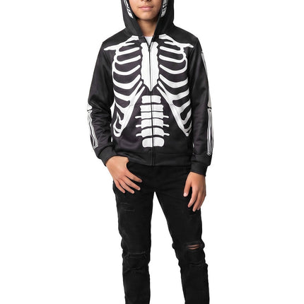 Feestbazaar Skelet Vest Hoodie Nightshade Kind