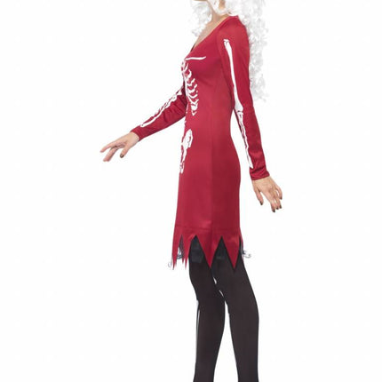 Feestbazaar Skeleton beauty kostuum rood