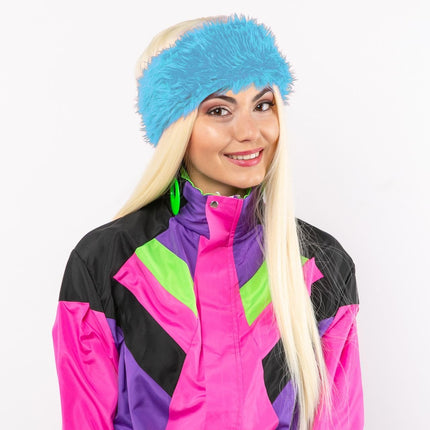 Feestbazaar Ski Hoofdband Pluche Lichtblauw