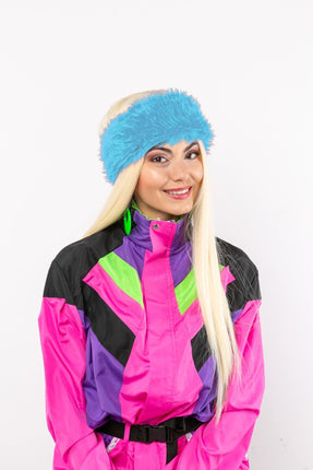 Feestbazaar Ski Hoofdband Pluche Lichtblauw