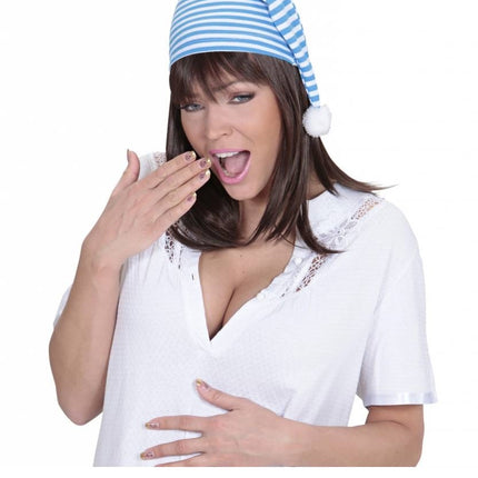 Feestbazaar Slaapmuts blauw/wit