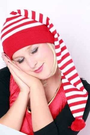 Feestbazaar Slaapmuts lang rood/wit