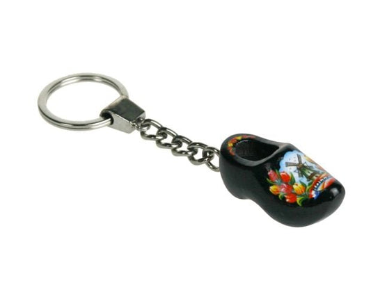 Feestbazaar Sleutelhanger 1 klompje 4cm zwart