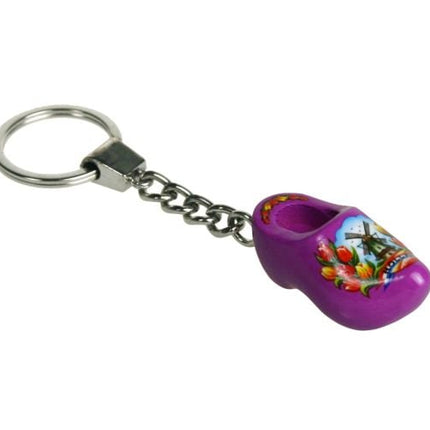 Feestbazaar Sleutelhanger 1 klompje paars 4cm