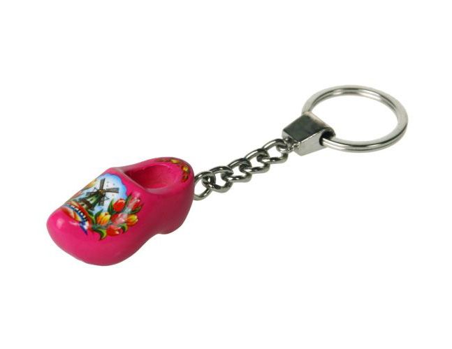 Feestbazaar Sleutelhanger 1 klompje pink 4cm
