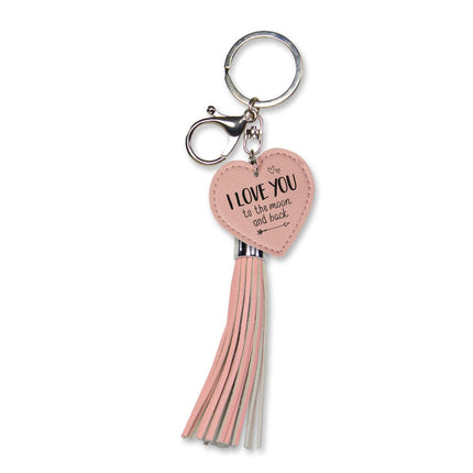 Feestbazaar Sleutelhanger Tassel I Love You Roze