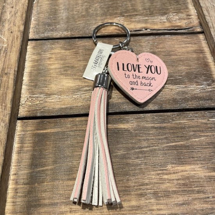 Feestbazaar Sleutelhanger Tassel I Love You Roze