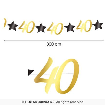 Feestbazaar Slinger 40 Jaar Zwart & Goud Chique