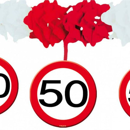 Feestbazaar Slinger onderhanger verkeersbord 50