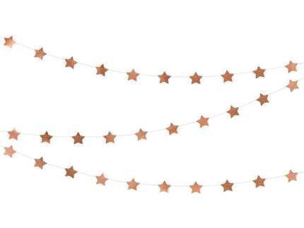 Feestbazaar Slinger Sterren Rose Goud 360cm