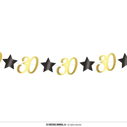 Feestbazaar Slingers Sterren zwart/goud 30 Jaar (3m)
