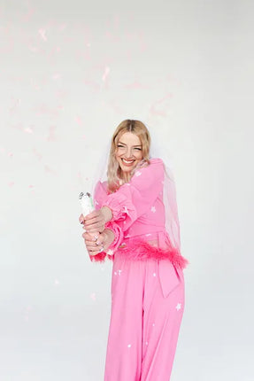 Feestbazaar Sluier met Franjes Pink Ombre 69cm