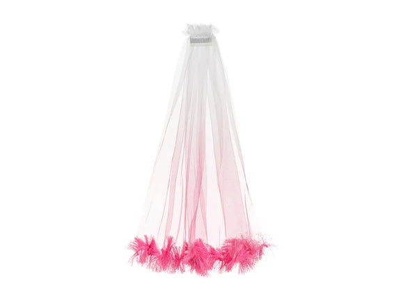 Feestbazaar Sluier met Franjes Pink Ombre 69cm