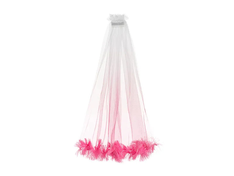 Feestbazaar Sluier met Franjes Pink Ombre 69cm