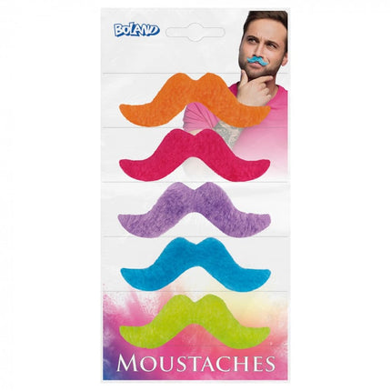 Feestbazaar Snorrenset Neon Kleuren (5st)