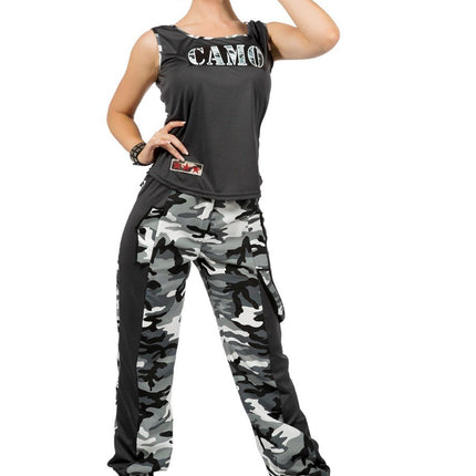 Feestbazaar Soldaat Camouflage Kostuum Vrouw Grijs