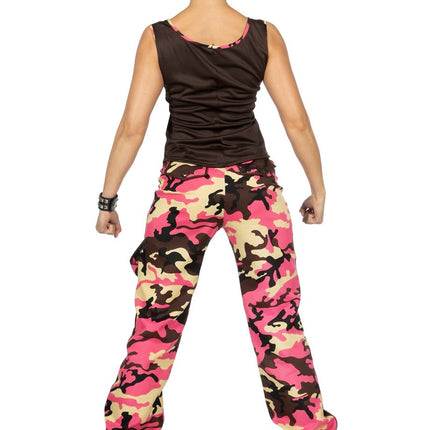 Feestbazaar Soldaat Camouflage Kostuum Vrouw Roze
