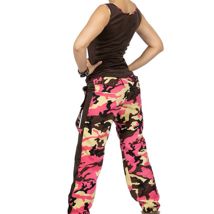 Feestbazaar Soldaat Camouflage Kostuum Vrouw Roze