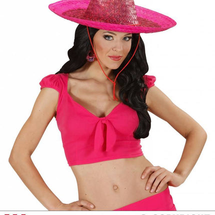 Feestbazaar Sombrero roze 48cm