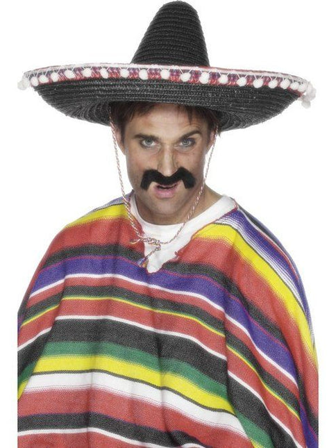 Feestbazaar Sombrero strohoed zwart