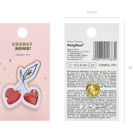 Feestbazaar Speldje Kersen Metaal (3x4cm)