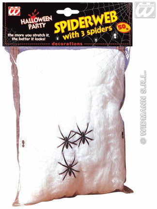 Feestbazaar Spinneweb 50 gram met 3 spinnen