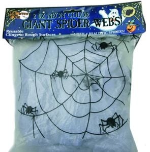 Feestbazaar Spinneweb wit 50gr + 2 glow in dark spinnen