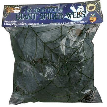 Feestbazaar Spinneweb zwart 50gr + 2 glow in dark spinnen