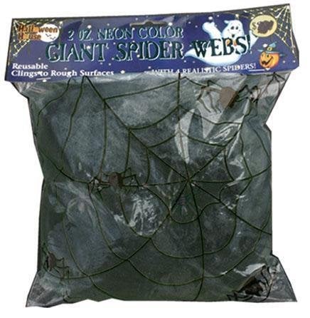 Feestbazaar Spinneweb zwart 50gr + 2 glow in dark spinnen